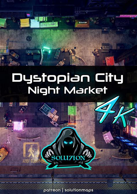 Dystopian City Night Market 4k Cyberpunk Animated Battle Map