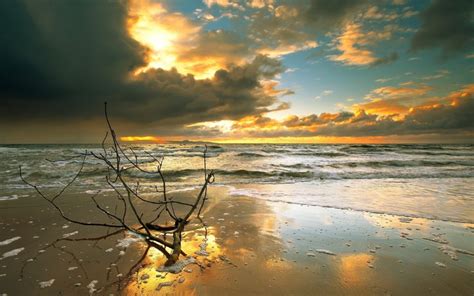Sunset Sunlight Landscape Nature Sea Beach Sand Wallpaper