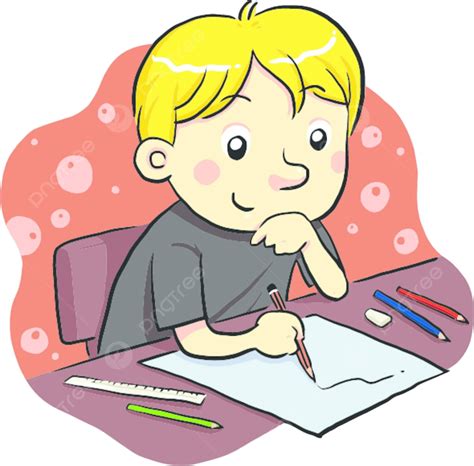 Estudiando Escribir Niños Chico Vector Png Escritura Niños Chico