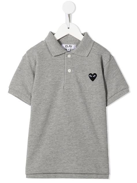 Comme Des Garçons Play Kids heart logo Cotton Polo Shirt Farfetch