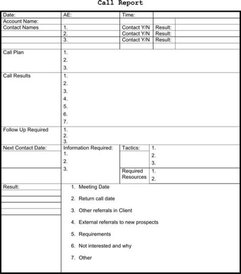 sales call report template report template resume