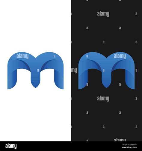 Letter Initial M Blue Gradient Logo Design Template Suitable For