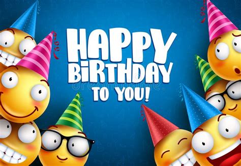Birthday Smileys Vector Background Design With Yellow Funny And Happy