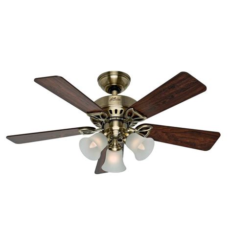 It is made of cast iron and the design dates to 1906. Hunter The Beacon Hill 42-in Antique Brass Indoor Ceiling ...