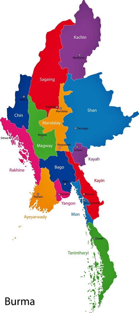 Myanmar Map Large Scale Administrative Divisions Map Of Burma