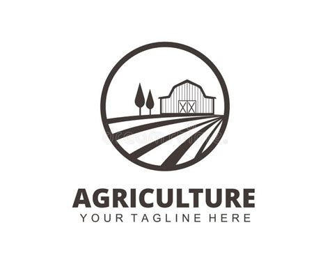 Farm House Agriculture Crop Vector Logo Design Stock Illustration