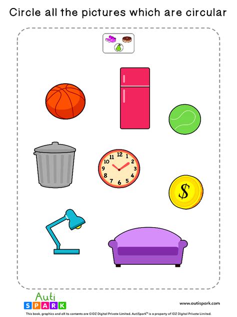 Circle The Round Objects 08 Free Sorting Worksheet Autispark