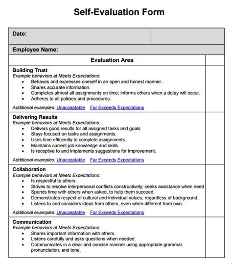 Sample receptionist performance form name: 16+ Sample Employee Self Evaluation Form - PDF, Word ...