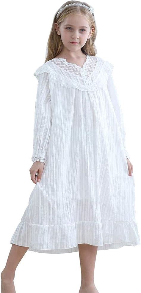 Girls Long Nightgownkids Cotton Princess Nightgowns Sleepwear Dress