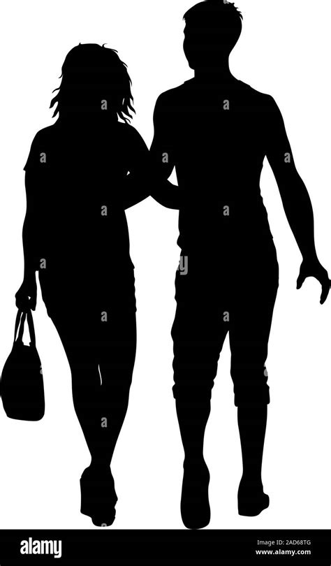 Silueta Hombre Y Mujer Caminando De La Mano Imagen Vector De Stock Alamy