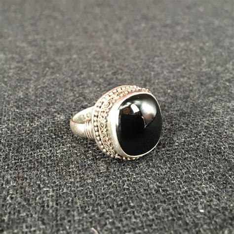 Square Himalayan Black Onyx Ring Jewelry Mahakala Fine Arts