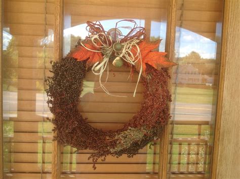 Broom Corn Maple Leaves Acorns And Raffia Fall Wreath Arrangement