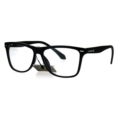 Mens Rectangular Plastic Horn Rim Clear Lens Eye Glasses Frame