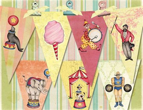 vintage pink and yellow circus birthday party banner easy etsy