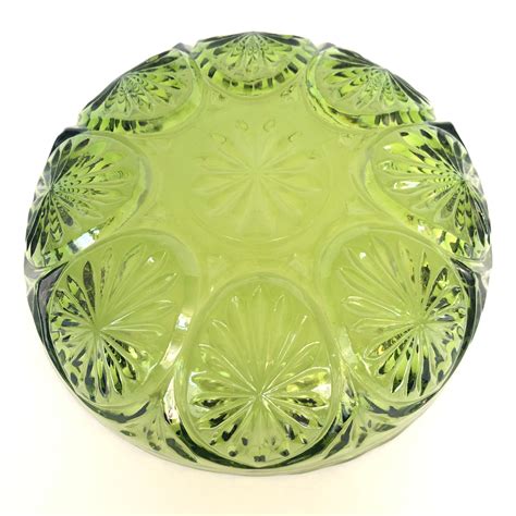 vintage green pressed glass bowl dish etsy