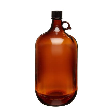 4 Liter Amber Glass Bottle With Ptfe Lined Cap Each
