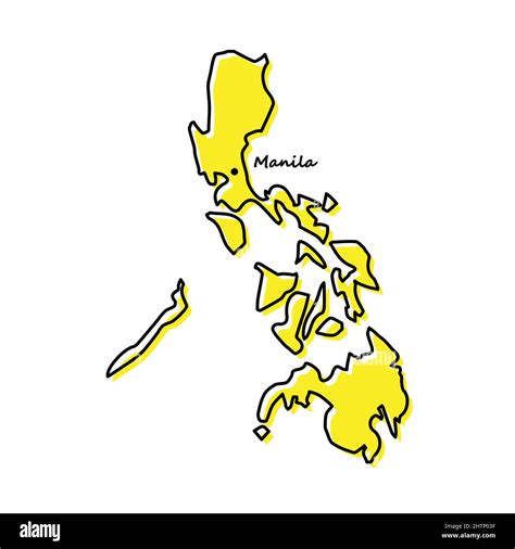 Simple Outline Map Of Philippines With Capital Location Stylized