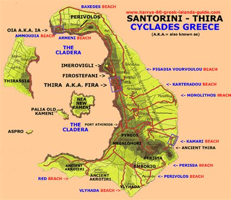 Santorini Map Main Cities Travelsfinderscom
