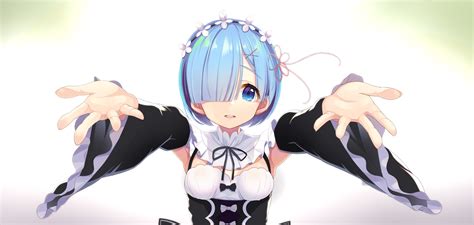 Atori Blue Eyes Blue Hair Bow Dress Headdress Maid Rem Rezero Re