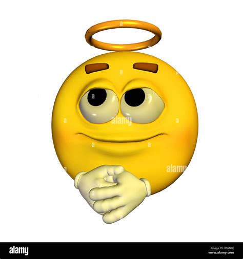 Angel Emoticon Guy With A Halo Above His Head Stock Photo Alamy