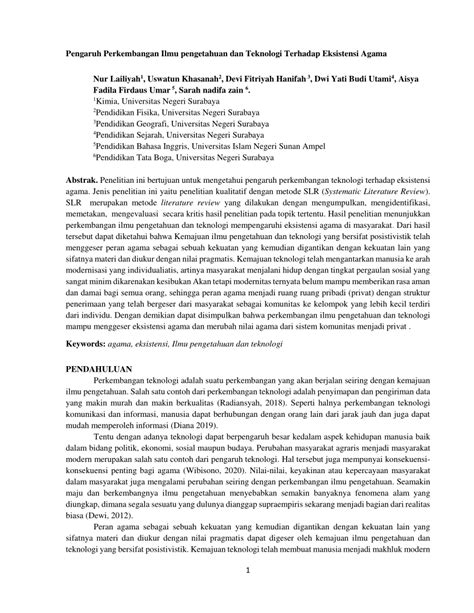 PDF Pengaruh Perkembangan Ilmu Pengetahuan Dan Teknologi Terhadap