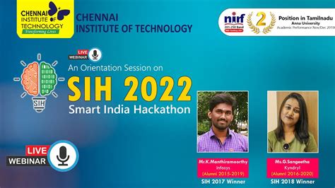 Smart India Hackathon Sih An Orientation Session Mhrd Citchennai Moe Aicte