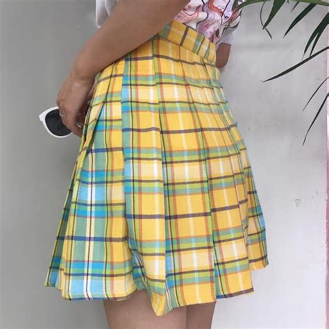 new rainbow plaid skirt women kawaii harajuku mini pleated skirt korean uniform midi skirt cute