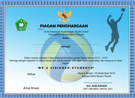 Contoh Piagam Penghargaan Lomba Volly Images