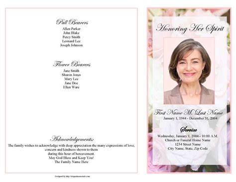 Pastel Memories Funeral Program Template 4 Page Graduated Fold