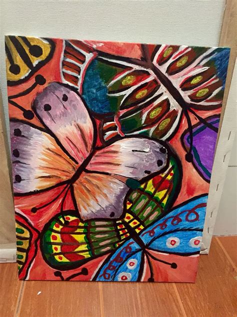 Abstract Butterflies Acrylic Artists Painting Abstract