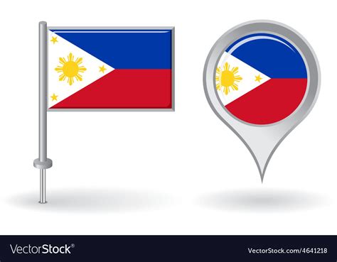 Philippines Pin Icon And Map Pointer Flag Vector Image