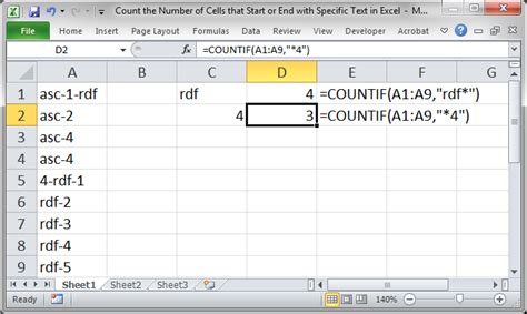 Count The Number Of Cells That Start Or End With Specific Text In Excel