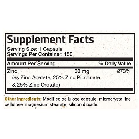 Futurebiotics Zinc Triple Action 30mg Key Nutrient Blend 150 Capsules