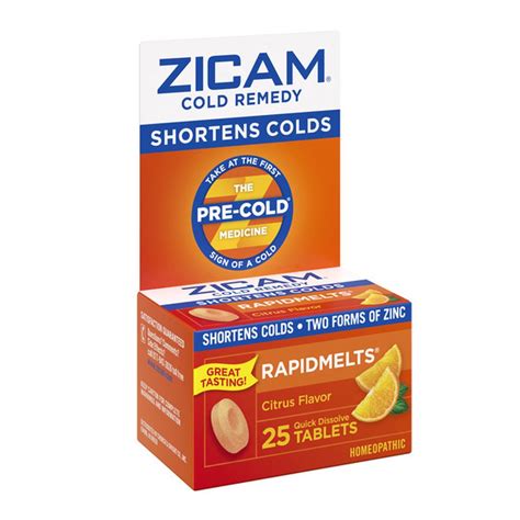 Zicam Zinc Cold Remedy Rapidmelts Quick Dissolve Tablets Citrus Flavor 25ct 25 Ct Instacart