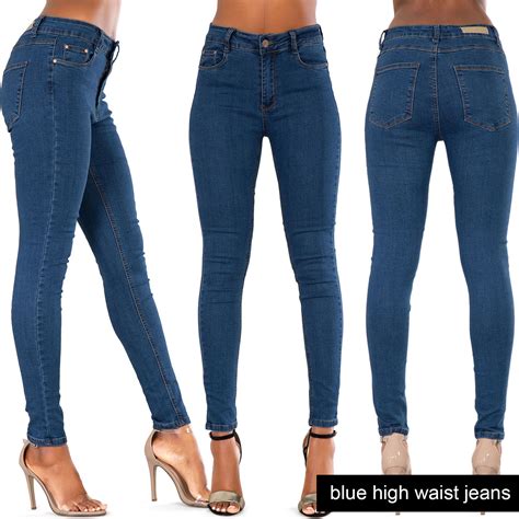 New Womens High Waist Denim Sexy Skinny Leg Stretchy Jeans Sizes 6 8 10