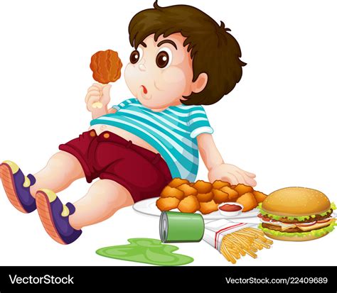 Fat Boy Eating Junkfood Royalty Free Vector Image