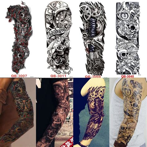 Pcs Waterproof Full Arm Sleeve Temporary Disposable Tattoos Stickers Body Art Stickers