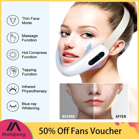 microcurrent v face shape face lifting facial slimming massager double chin remover led light