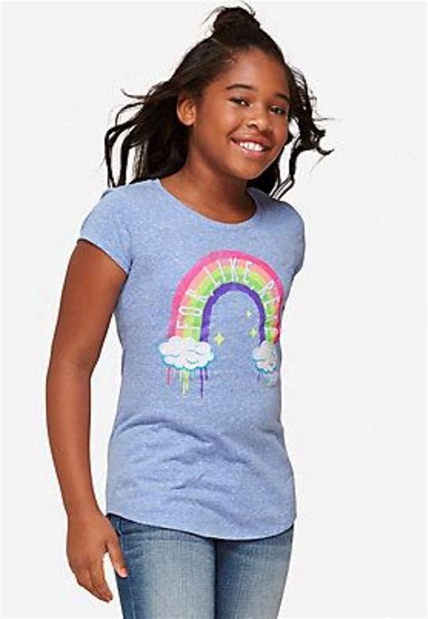Justice Girls Painted Raibow Glitter Graphic Tee Size 18 New With Tags