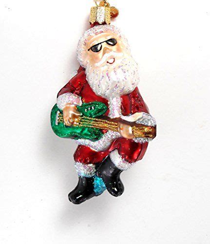 Rock N Roll Santa Guitar Glass Ornament Old World Christmas Made From