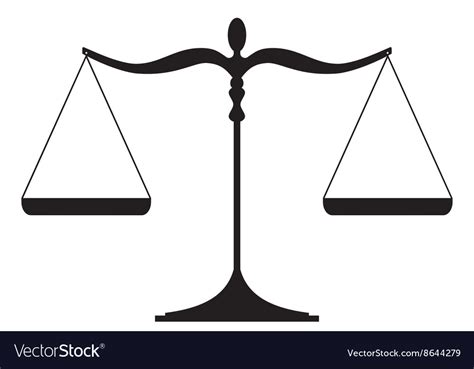 Justice Scales Silhouette Balanced Isolated On Vector Image