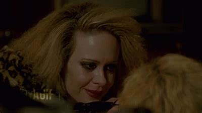 Sarah paulson flashes cleavage in black bra and couture suit for fx. AHS Hotel GIF - AHS Hotel SarahPaulson - Discover & Share GIFs