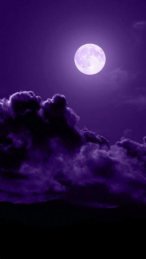Purple Sky Clouds And Moon Wallpaper Wallpaper Backgrounds Phone