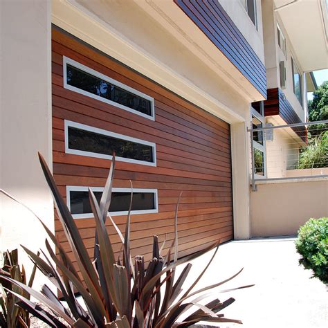 San Francisco Ca Custom Made Ipe Garage Door In A Modern Architectural