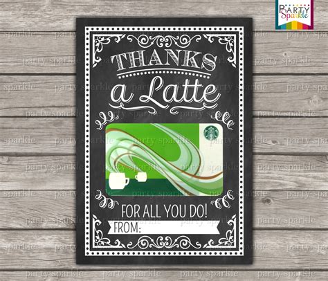 Teacher gift printable target gift. INSTANT DOWNLOAD Thanks a Latte Starbucks Coffee Gift