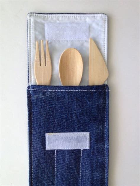 Upcycled Repurposed Blue Jean Small Utensil Holder Recycl A Bag Blue