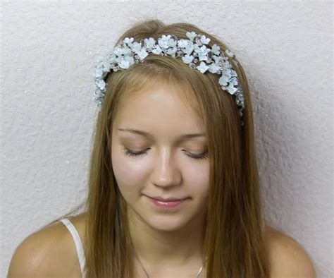 Blue Wedding Headband Floral Hair Accessory Flowers Crown Etsy