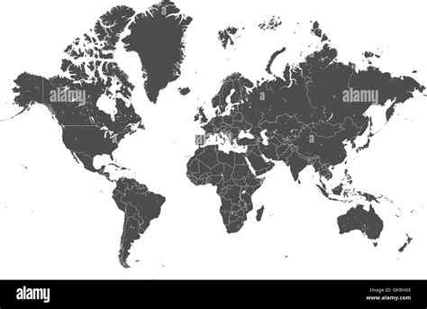 World Map With Gray Borders Vector Stock Vector Image And Art Alamy