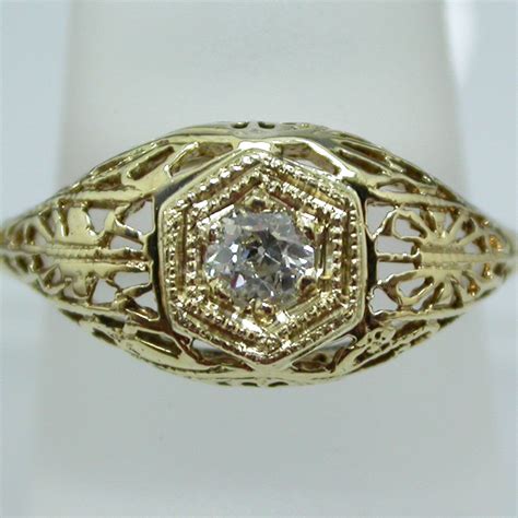 Vintage 14k Yellow Gold Diamond Ring Circa 1920s Larc Jewelers