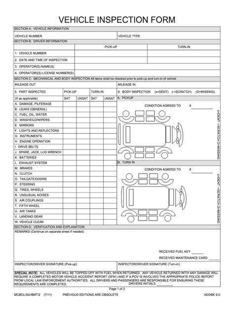 Free Vehicle Inspection Sheet Pdf Fill Out Sign Online DocHub